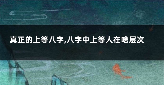 真正的上等八字,八字中上等人在啥层次