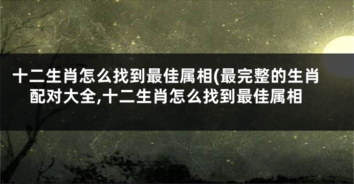 十二生肖怎么找到最佳属相(最完整的生肖配对大全,十二生肖怎么找到最佳属相