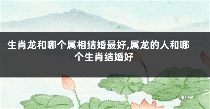 生肖龙和哪个属相结婚最好,属龙的人和哪个生肖结婚好