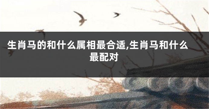 生肖马的和什么属相最合适,生肖马和什么最配对