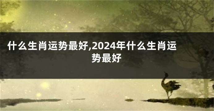 什么生肖运势最好,2024年什么生肖运势最好