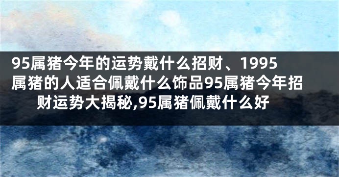 95属猪今年的运势戴什么招财、1995属猪的人适合佩戴什么饰品95属猪今年招财运势大揭秘,95属猪佩戴什么好