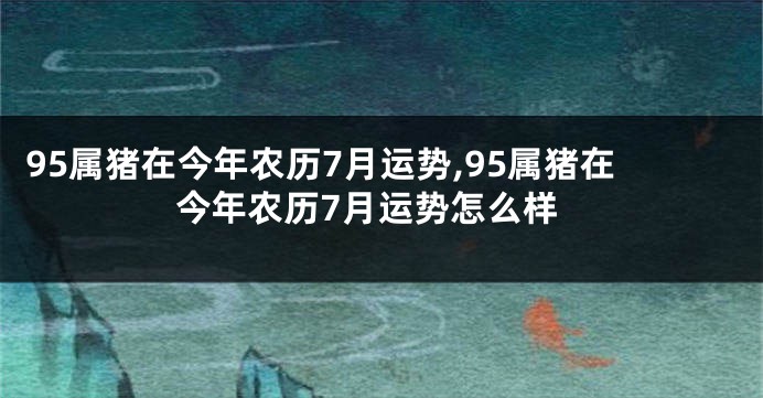 95属猪在今年农历7月运势,95属猪在今年农历7月运势怎么样