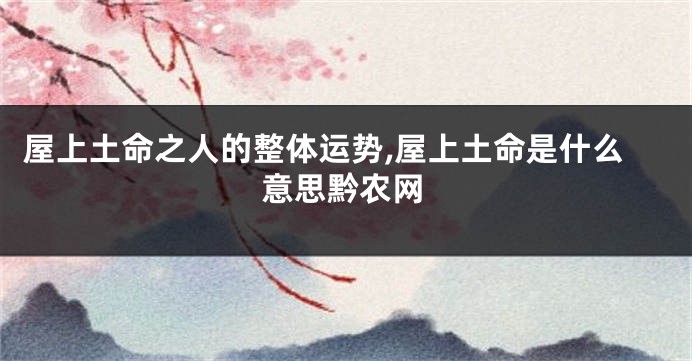 屋上土命之人的整体运势,屋上土命是什么意思黔农网