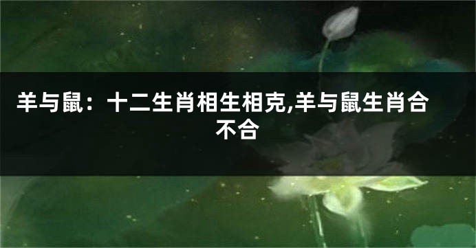 羊与鼠：十二生肖相生相克,羊与鼠生肖合不合