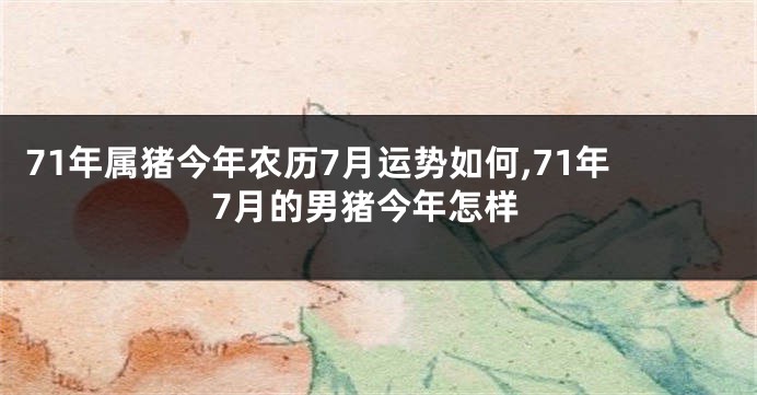 71年属猪今年农历7月运势如何,71年7月的男猪今年怎样