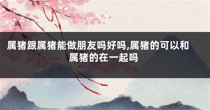 属猪跟属猪能做朋友吗好吗,属猪的可以和属猪的在一起吗