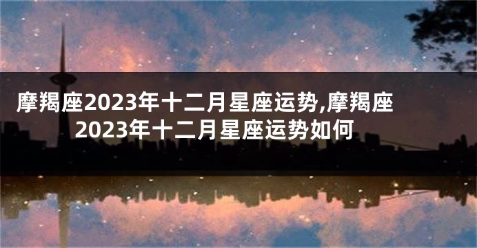 摩羯座2023年十二月星座运势,摩羯座2023年十二月星座运势如何