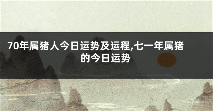 70年属猪人今日运势及运程,七一年属猪的今日运势