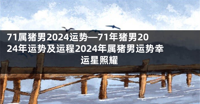 71属猪男2024运势—71年猪男2024年运势及运程2024年属猪男运势幸运星照耀