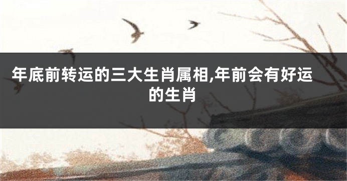 年底前转运的三大生肖属相,年前会有好运的生肖