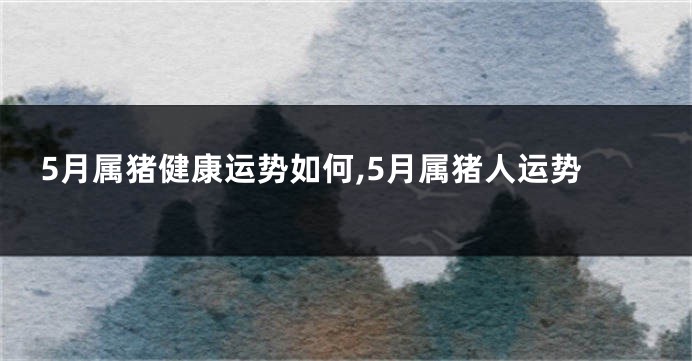 5月属猪健康运势如何,5月属猪人运势