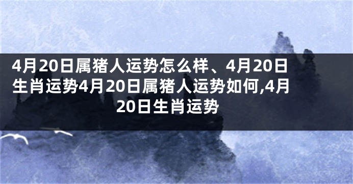 4月20日属猪人运势怎么样、4月20日生肖运势4月20日属猪人运势如何,4月20日生肖运势