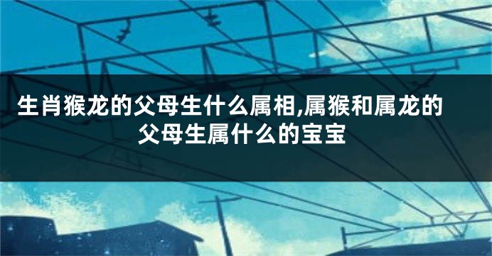 生肖猴龙的父母生什么属相,属猴和属龙的父母生属什么的宝宝