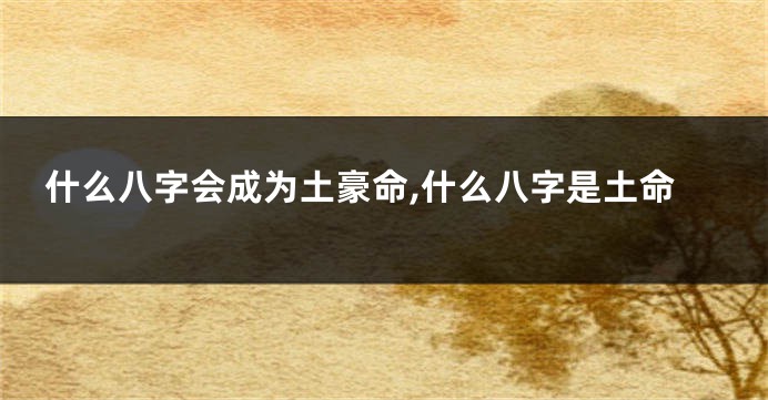 什么八字会成为土豪命,什么八字是土命
