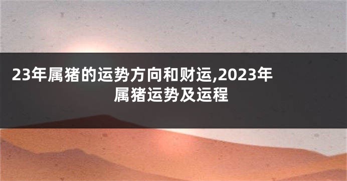 23年属猪的运势方向和财运,2023年属猪运势及运程