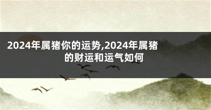 2024年属猪你的运势,2024年属猪的财运和运气如何