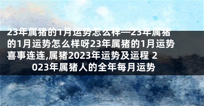 23年属猪的1月运势怎么样—23年属猪的1月运势怎么样呀23年属猪的1月运势喜事连连,属猪2023年运势及运程 2023年属猪人的全年每月运势