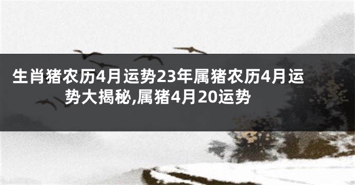 生肖猪农历4月运势23年属猪农历4月运势大揭秘,属猪4月20运势