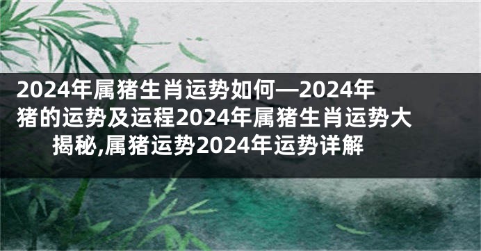 2024年属猪生肖运势如何—2024年猪的运势及运程2024年属猪生肖运势大揭秘,属猪运势2024年运势详解