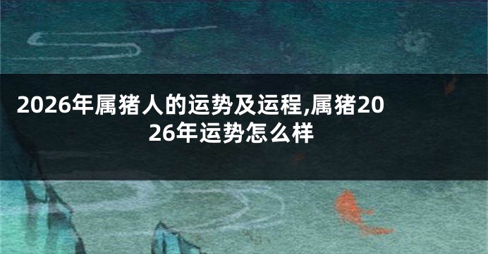 2026年属猪人的运势及运程,属猪2026年运势怎么样