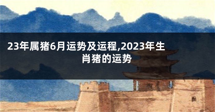 23年属猪6月运势及运程,2023年生肖猪的运势