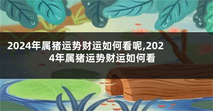 2024年属猪运势财运如何看呢,2024年属猪运势财运如何看