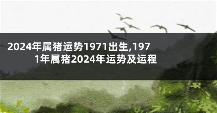2024年属猪运势1971出生,1971年属猪2024年运势及运程