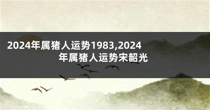 2024年属猪人运势1983,2024年属猪人运势宋韶光