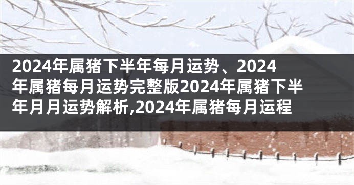 2024年属猪下半年每月运势、2024年属猪每月运势完整版2024年属猪下半年月月运势解析,2024年属猪每月运程