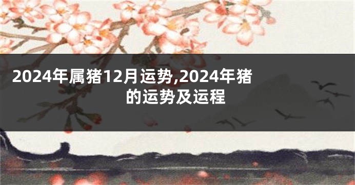2024年属猪12月运势,2024年猪的运势及运程