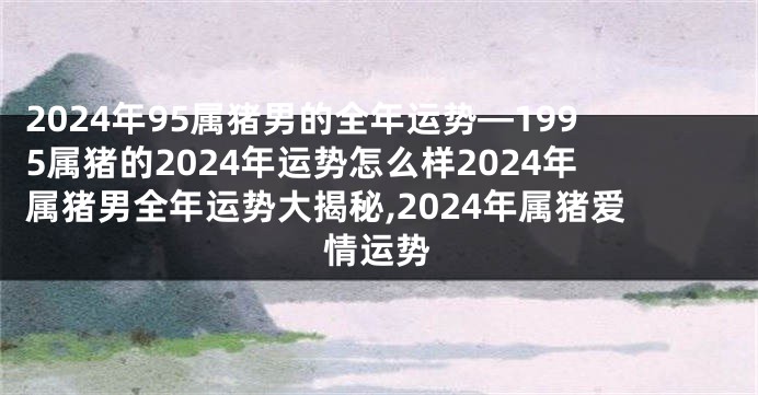 2024年95属猪男的全年运势—1995属猪的2024年运势怎么样2024年属猪男全年运势大揭秘,2024年属猪爱情运势