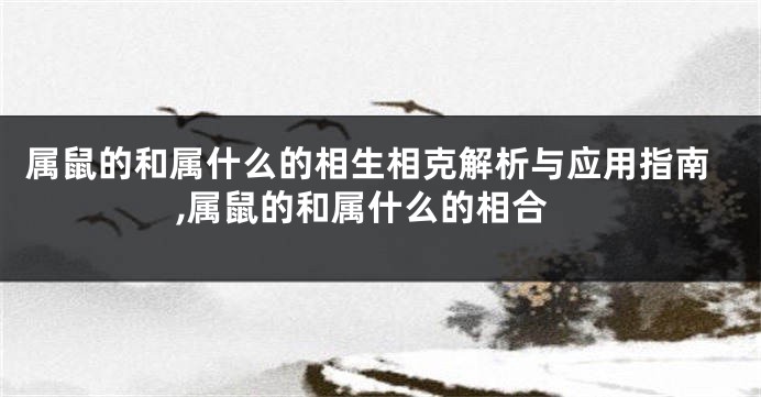 属鼠的和属什么的相生相克解析与应用指南,属鼠的和属什么的相合