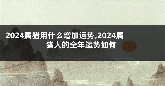2024属猪用什么增加运势,2024属猪人的全年运势如何