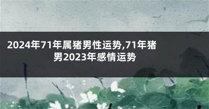 2024年71年属猪男性运势,71年猪男2023年感情运势
