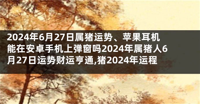 2024年6月27日属猪运势、苹果耳机能在安卓手机上弹窗吗2024年属猪人6月27日运势财运亨通,猪2024年运程