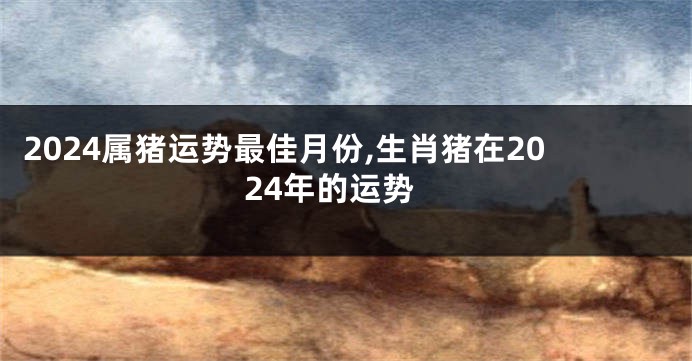 2024属猪运势最佳月份,生肖猪在2024年的运势