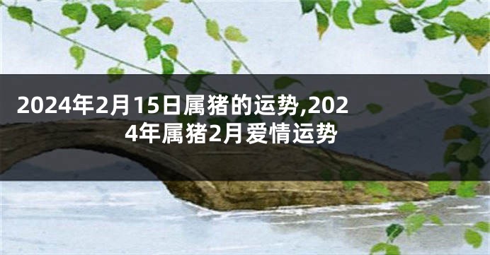 2024年2月15日属猪的运势,2024年属猪2月爱情运势
