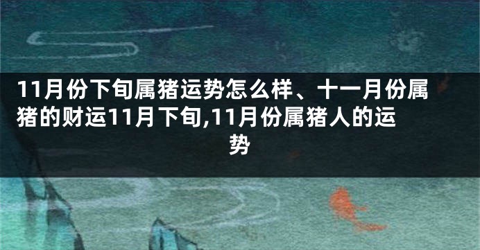 11月份下旬属猪运势怎么样、十一月份属猪的财运11月下旬,11月份属猪人的运势
