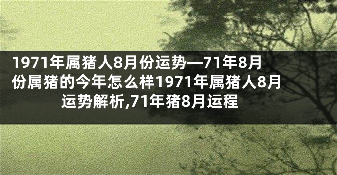 1971年属猪人8月份运势—71年8月份属猪的今年怎么样1971年属猪人8月运势解析,71年猪8月运程