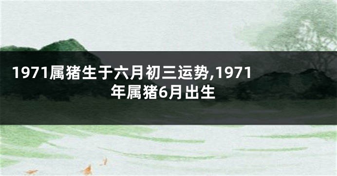 1971属猪生于六月初三运势,1971年属猪6月出生