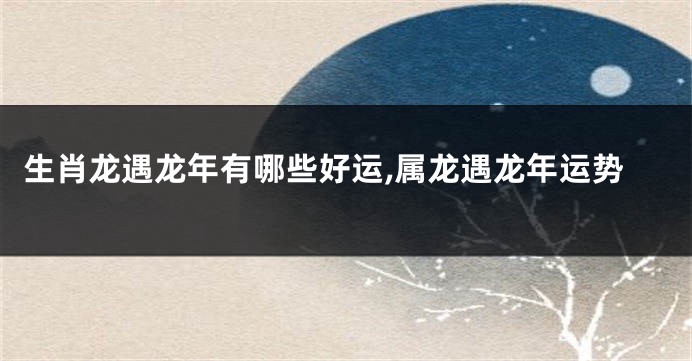 生肖龙遇龙年有哪些好运,属龙遇龙年运势