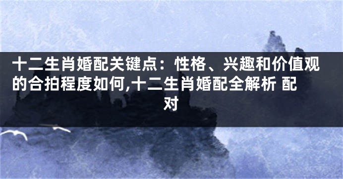 十二生肖婚配关键点：性格、兴趣和价值观的合拍程度如何,十二生肖婚配全解析 配对