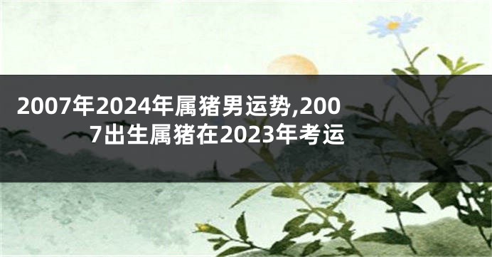2007年2024年属猪男运势,2007出生属猪在2023年考运