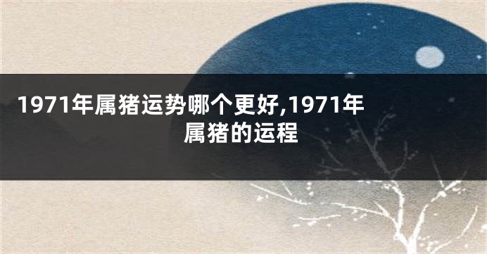 1971年属猪运势哪个更好,1971年属猪的运程