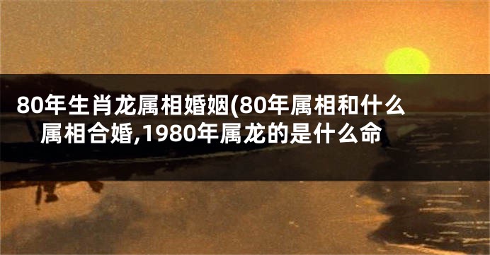 80年生肖龙属相婚姻(80年属相和什么属相合婚,1980年属龙的是什么命
