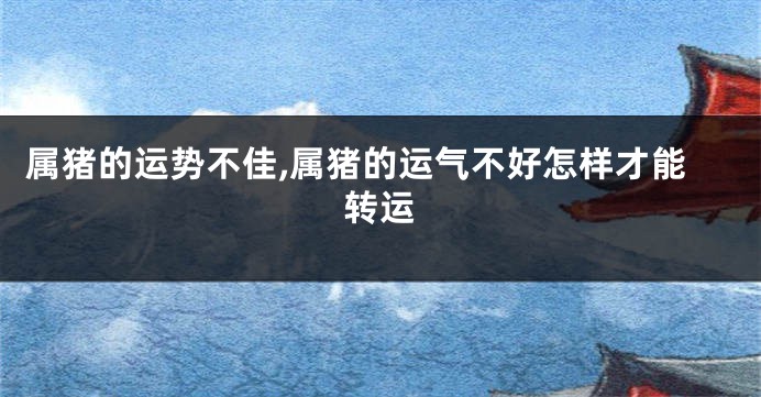 属猪的运势不佳,属猪的运气不好怎样才能转运