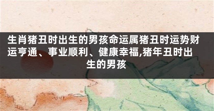 生肖猪丑时出生的男孩命运属猪丑时运势财运亨通、事业顺利、健康幸福,猪年丑时出生的男孩