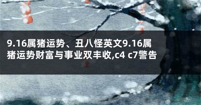 9.16属猪运势、丑八怪英文9.16属猪运势财富与事业双丰收,c4 c7警告
