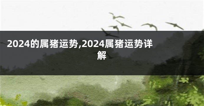 2024的属猪运势,2024属猪运势详解